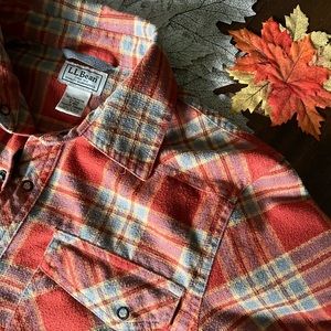 LL Bean Orange Wool Blend Flannel